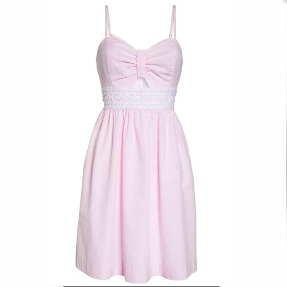 New! Lilly Pulitzer Sleeveless Seersucker Dress In Capri Coral Size 6🎀 - Picture 2 of 13